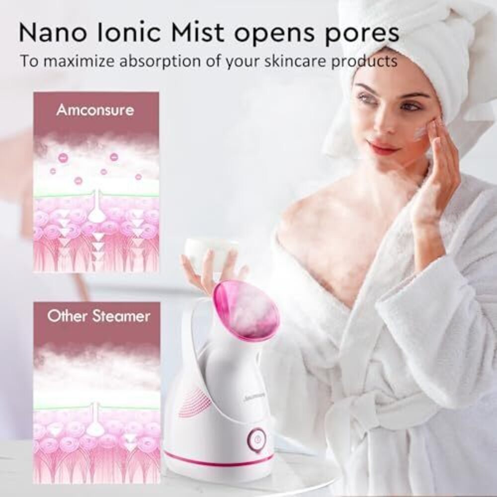 Facial Steamer - Nano Ionic Face Steamer Warm Mist Steamer For Home Sauna Spa, - Picture 2 of 5